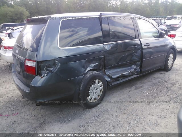 5FNRL38216B109275 - 2006 HONDA ODYSSEY LX BLUE photo 4