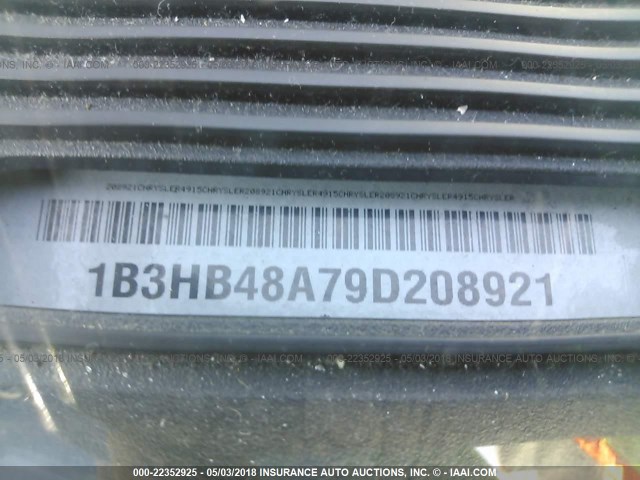 1B3HB48A79D208921 - 2009 DODGE CALIBER SXT BLUE photo 9