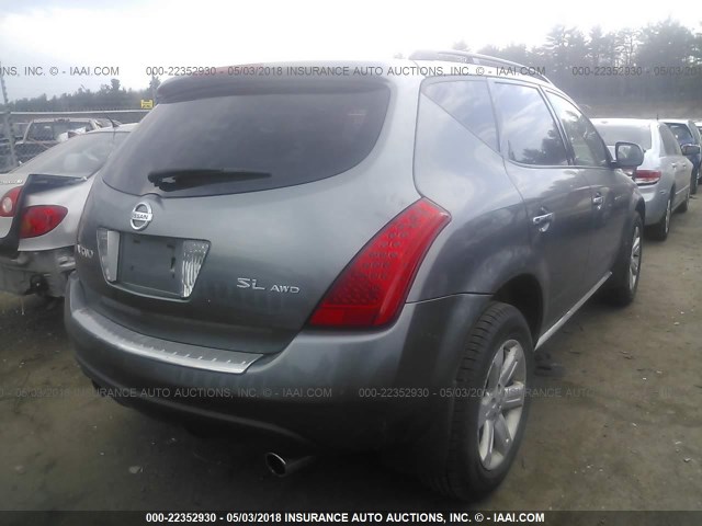 JN8AZ08W56W523043 - 2006 NISSAN MURANO SL/SE/S GRAY photo 4