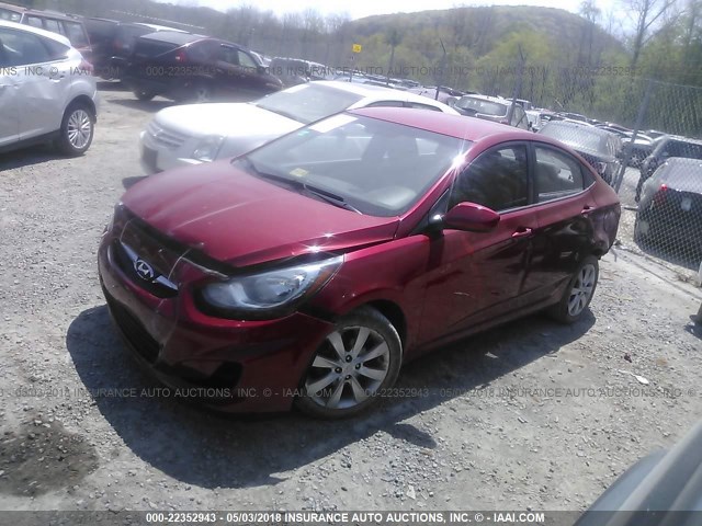 KMHCU4AE1CU260371 - 2012 HYUNDAI ACCENT GLS/GS/SE RED photo 2