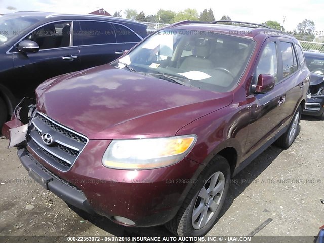 5NMSH13E28H227880 - 2008 HYUNDAI SANTA FE SE/LIMITED RED photo 2