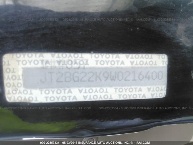 JT2BG22K9W0216400 - 1998 TOYOTA CAMRY CE/LE/XLE 黑色 照片 9