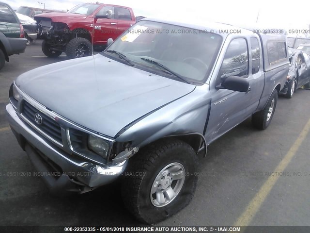 4TAWN72N2VZ257494 - 1997 TOYOTA TACOMA XTRACAB BLUE photo 2