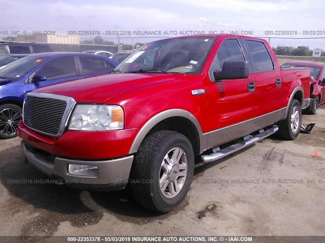 1FTPW14595FB41484 - 2005 FORD F150 SUPERCREW RED photo 2