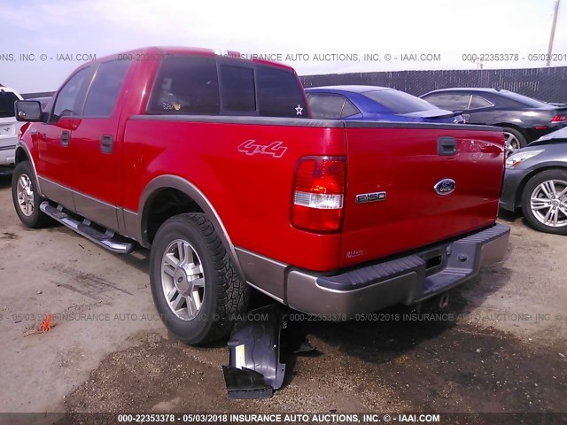 1FTPW14595FB41484 - 2005 FORD F150 SUPERCREW RED photo 3