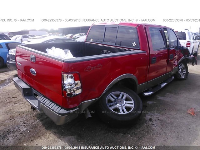 1FTPW14595FB41484 - 2005 FORD F150 SUPERCREW RED photo 4