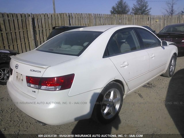 5NPEU46F08H371123 - 2008 HYUNDAI SONATA SE/LIMITED WHITE photo 4