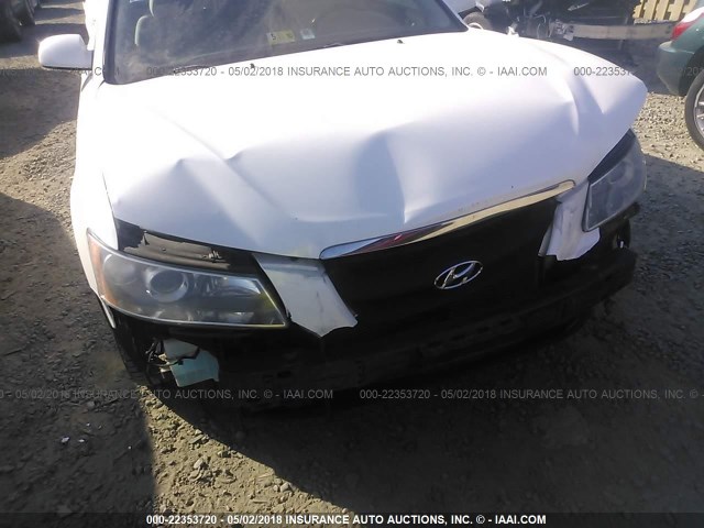 5NPEU46F08H371123 - 2008 HYUNDAI SONATA SE/LIMITED WHITE photo 6