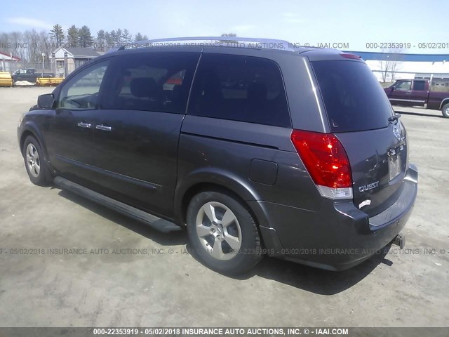 5N1BV28U37N106514 - 2007 NISSAN QUEST S/SE/SL GRAY photo 3