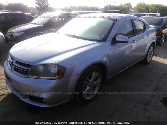 1C3CDZCGXDN521674 - 2013 DODGE AVENGER SXT Light Blue photo 2