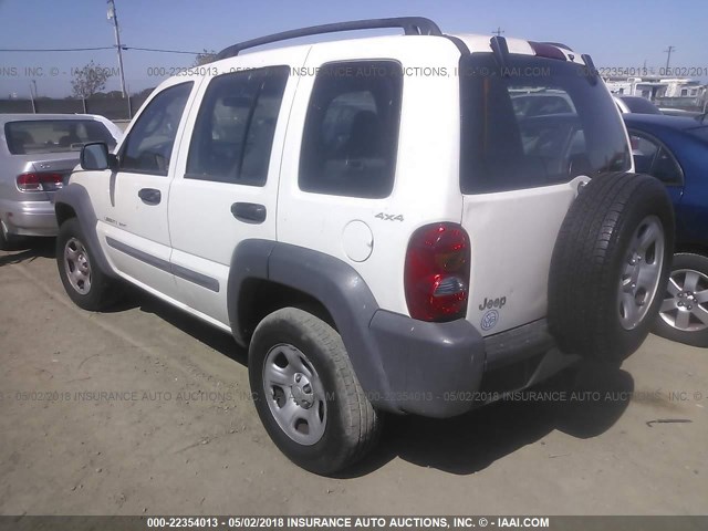 1J4GL48KX2W145916 - 2002 JEEP LIBERTY SPORT WHITE photo 3