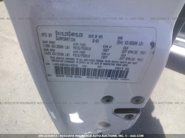 1J4GL48KX2W145916 - 2002 JEEP LIBERTY SPORT Ağ foto 9