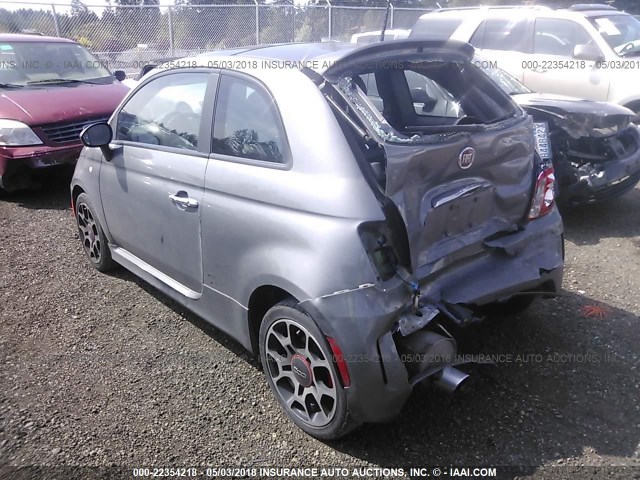 3C3CFFHH7DT607924 - 2013 FIAT 500 SPORT GRAY photo 3
