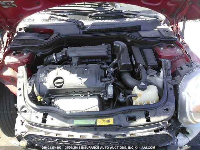 WMWSU3C54BT098082 - 2011 MINI COOPER RED photo 10