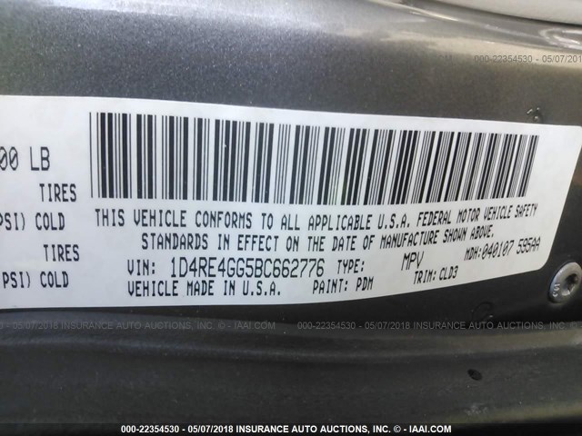 1D4RE4GG5BC662776 - 2011 DODGE DURANGO CREW GRAY photo 9