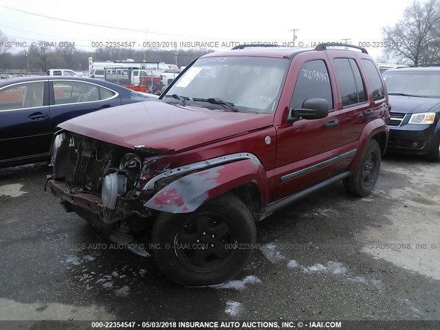 1J4GL38K45W679721 - 2005 JEEP LIBERTY RENEGADE RED photo 2