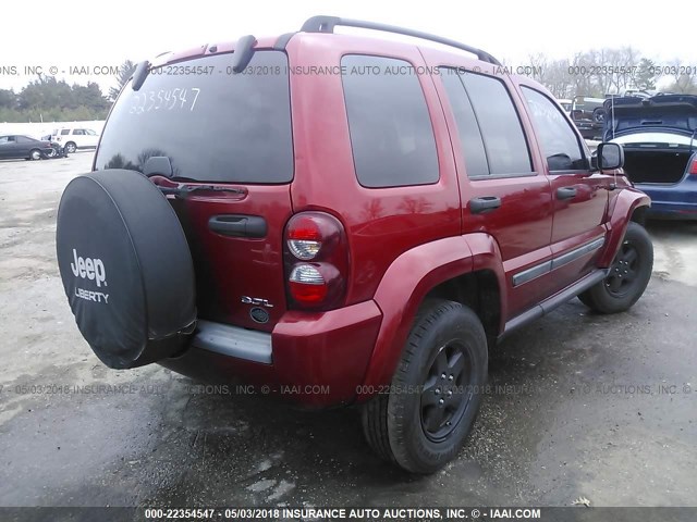 1J4GL38K45W679721 - 2005 JEEP LIBERTY RENEGADE RED photo 4