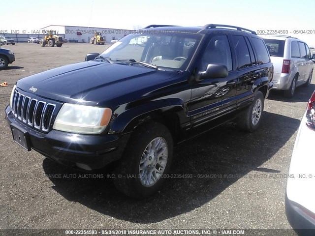 1J4GW58N22C201100 - 2002 JEEP GRAND CHEROKEE LIMITED BLACK photo 2