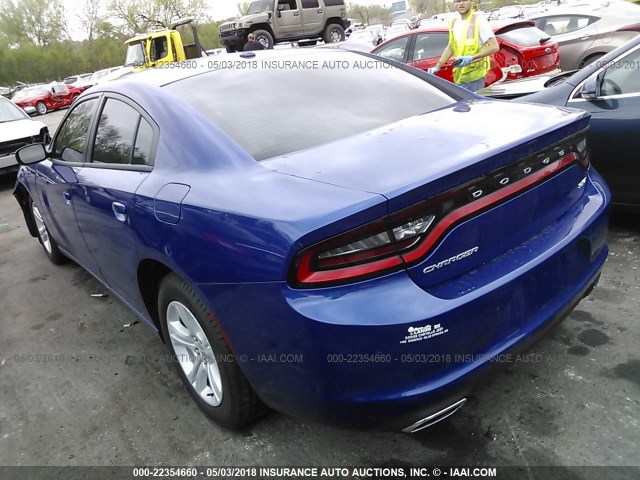 2C3CDXBG7JH232133 - 2018 DODGE CHARGER SXT BLUE photo 3