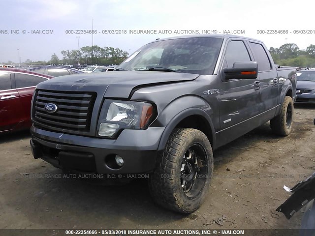 1FTFW1ET9CFA26681 - 2012 FORD F150 SUPERCREW GRAY photo 2