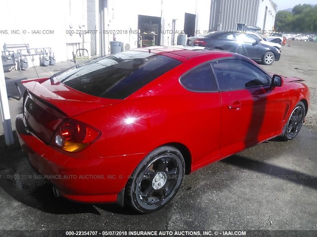 KMHHN65F63U054738 - 2003 HYUNDAI TIBURON GT RED photo 4