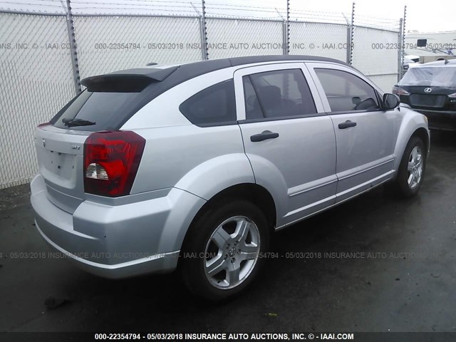 1B3HB48B87D407059 - 2007 DODGE CALIBER SXT SILVER photo 4