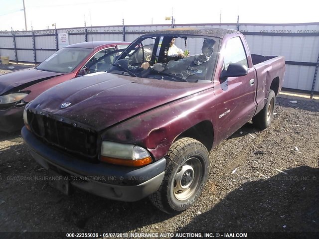 1B7GG26X71S248035 - 2001 DODGE DAKOTA MAROON photo 2