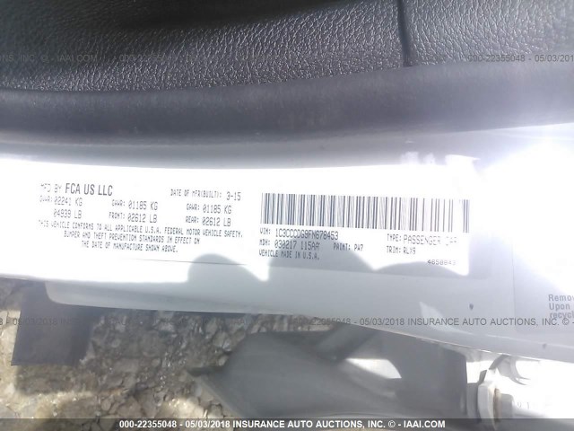 1C3CCCDG9FN678453 - 2015 CHRYSLER 200 S WHITE photo 9