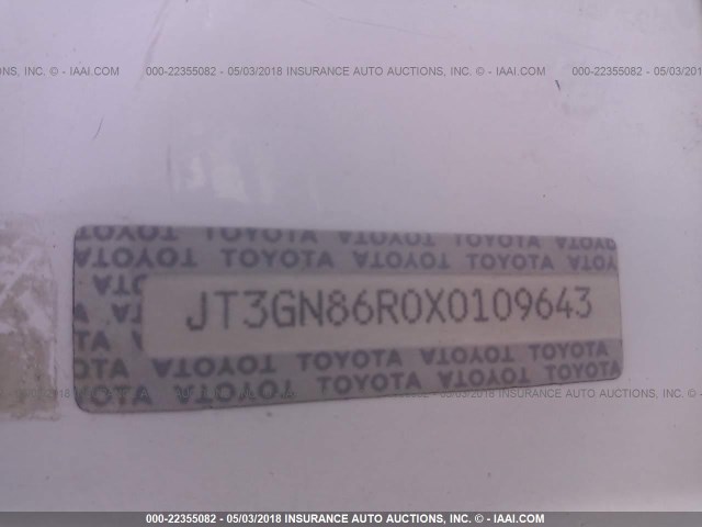 JT3GN86R0X0109643 - 1999 TOYOTA 4RUNNER SR5 WHITE photo 9