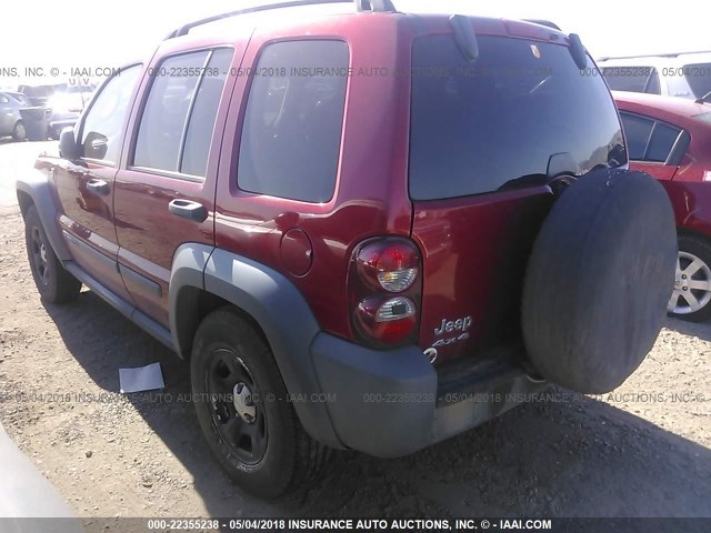 1J4GL48K05W643532 - 2005 JEEP LIBERTY SPORT RED photo 3