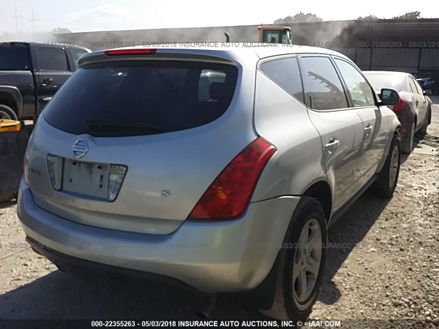 JN8AZ08T35W303680 - 2005 NISSAN MURANO SL/SE/S SILVER photo 4