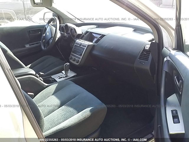 JN8AZ08T35W303680 - 2005 NISSAN MURANO SL/SE/S SILVER photo 5