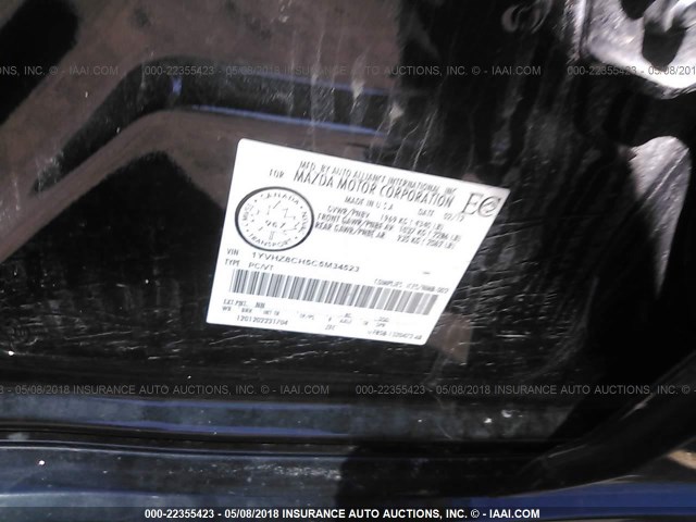 1YVHZ8CH5C5M34523 - 2012 MAZDA 6 I BLACK photo 9