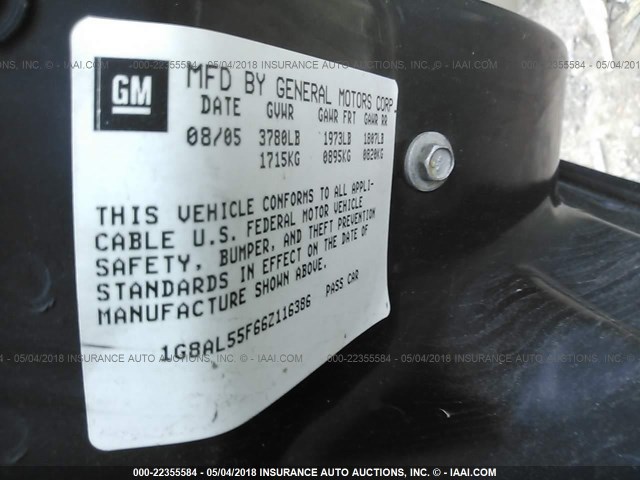 1G8AL55F66Z116386 - 2006 SATURN ION LEVEL 3 GOLD photo 9