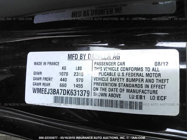 WMEEJ3BA7DK631379 - 2013 SMART FORTWO PURE/PASSION RED photo 9