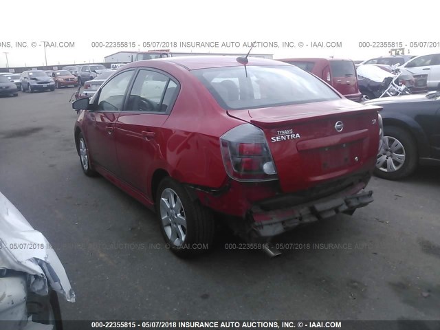 3N1AB6AP5CL663507 - 2012 NISSAN SENTRA 2.0/2.0S/SR/2.0SL RED photo 3