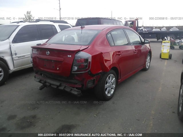 3N1AB6AP5CL663507 - 2012 NISSAN SENTRA 2.0/2.0S/SR/2.0SL RED photo 4