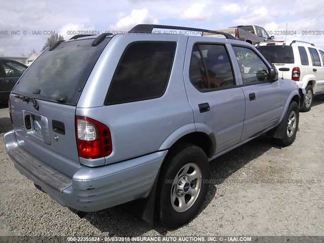 4S2DM58W734300972 - 2003 ISUZU RODEO S Light Blue photo 4