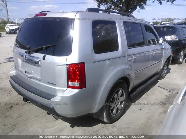 5FNYF38909B017126 - 2009 HONDA PILOT TOURING SILVER photo 4