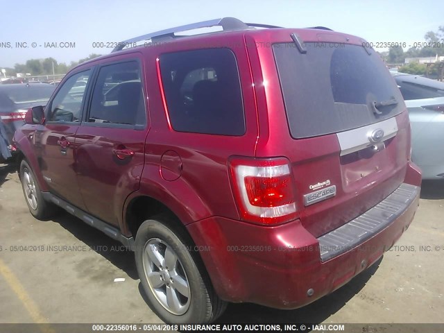 1FMCU04158KC82667 - 2008 FORD ESCAPE LIMITED RED photo 3