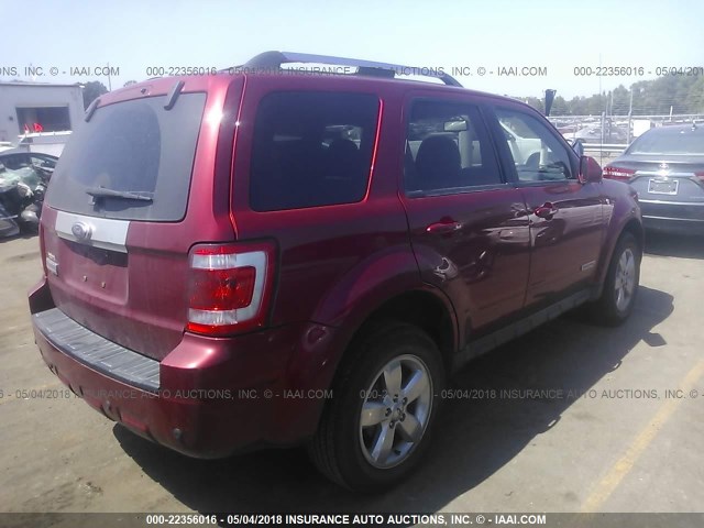 1FMCU04158KC82667 - 2008 FORD ESCAPE LIMITED RED photo 4