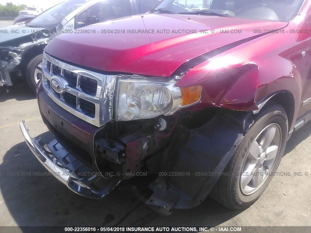 1FMCU04158KC82667 - 2008 FORD ESCAPE LIMITED RED photo 6