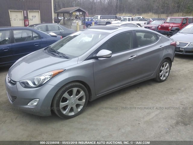 KMHDH4AE6CU365030 - 2012 HYUNDAI ELANTRA GLS/LIMITED GRAY photo 2