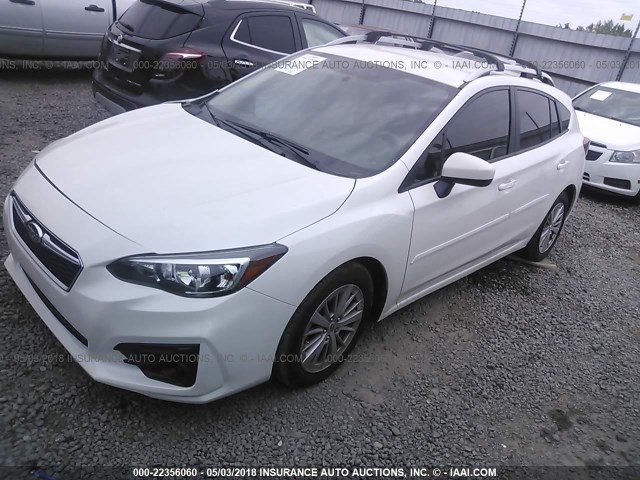 4S3GTAB66J3728662 - 2018 SUBARU IMPREZA PREMIUM WHITE photo 2