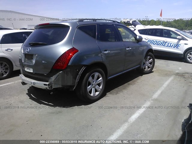 JN8AZ08T36W400993 - 2006 NISSAN MURANO SL/SE/S GRAY photo 4