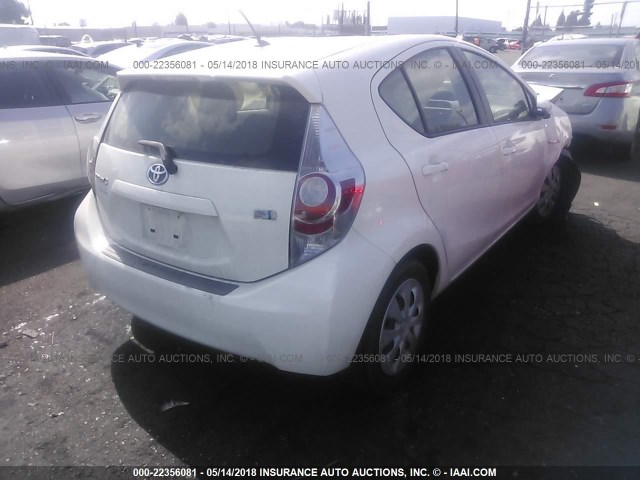 JTDKDTB35C1016733 - 2012 TOYOTA PRIUS C WHITE photo 4