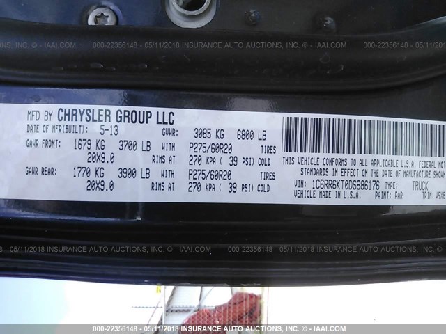 1C6RR6KT0DS686176 - 2013 RAM 1500 ST GRAY photo 9