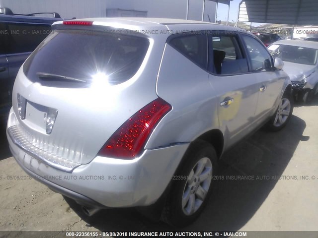 JN8AZ08T17W531888 - 2007 NISSAN MURANO SL/SE/S SILVER photo 4