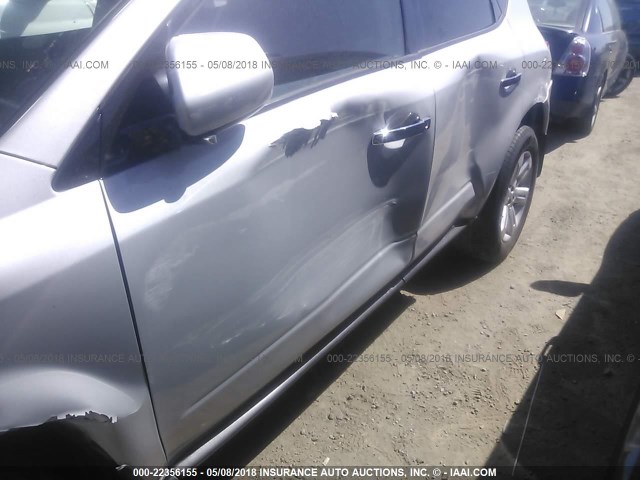 JN8AZ08T17W531888 - 2007 NISSAN MURANO SL/SE/S SILVER photo 6