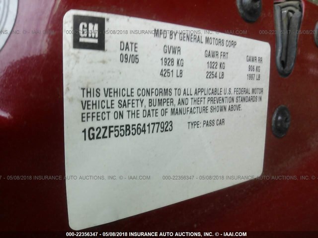 1G2ZF55B564177923 - 2006 PONTIAC G6 SE RED photo 9